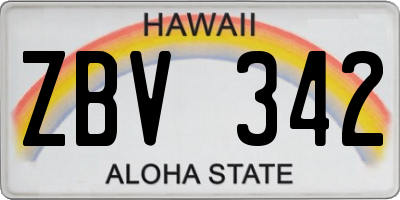 HI license plate ZBV342