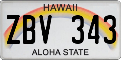 HI license plate ZBV343