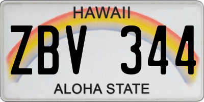 HI license plate ZBV344