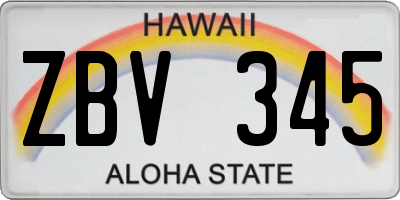 HI license plate ZBV345