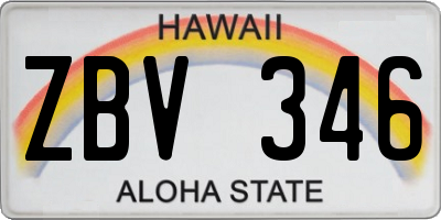 HI license plate ZBV346