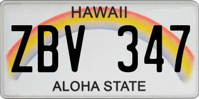 HI license plate ZBV347