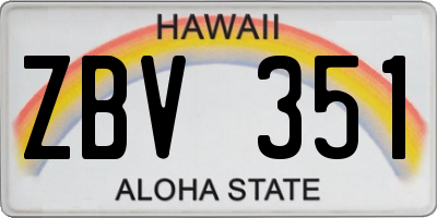 HI license plate ZBV351