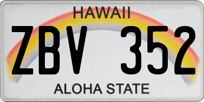 HI license plate ZBV352