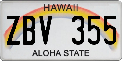 HI license plate ZBV355