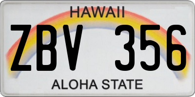 HI license plate ZBV356