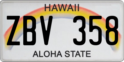 HI license plate ZBV358