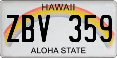 HI license plate ZBV359