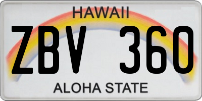 HI license plate ZBV360