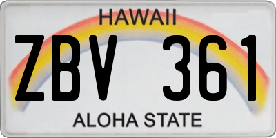 HI license plate ZBV361