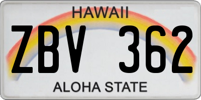 HI license plate ZBV362
