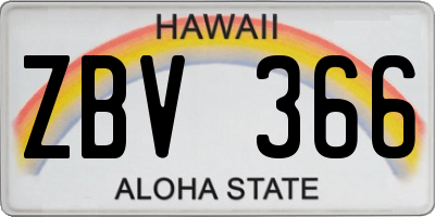 HI license plate ZBV366
