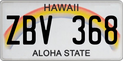 HI license plate ZBV368