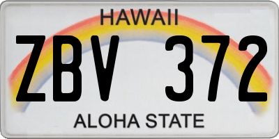 HI license plate ZBV372