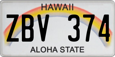 HI license plate ZBV374