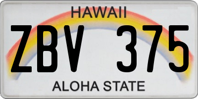 HI license plate ZBV375