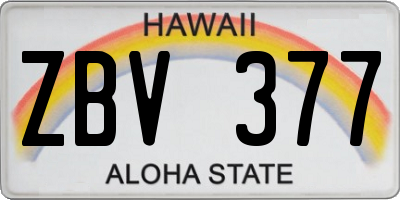 HI license plate ZBV377