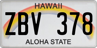 HI license plate ZBV378