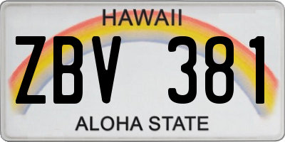 HI license plate ZBV381
