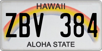 HI license plate ZBV384