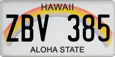 HI license plate ZBV385