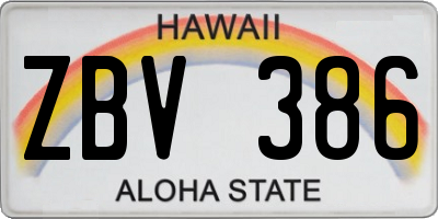 HI license plate ZBV386