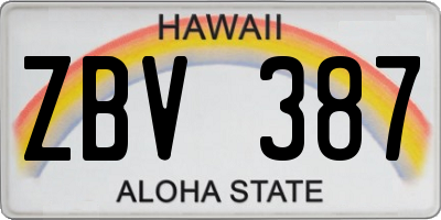 HI license plate ZBV387