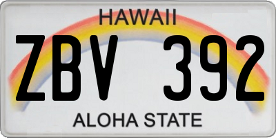 HI license plate ZBV392