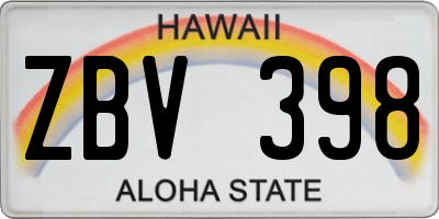 HI license plate ZBV398