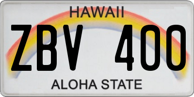 HI license plate ZBV400