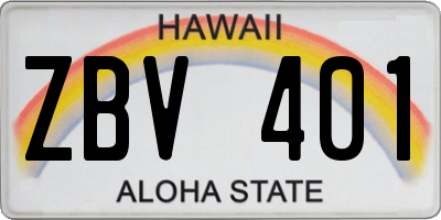 HI license plate ZBV401