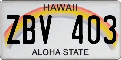 HI license plate ZBV403