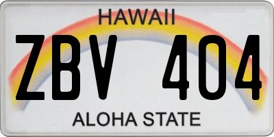 HI license plate ZBV404