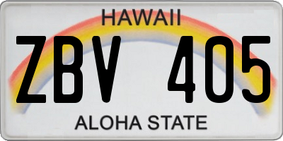 HI license plate ZBV405