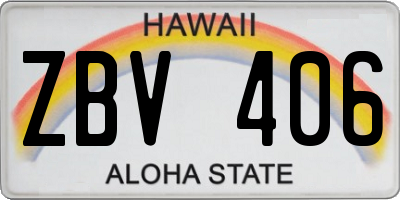 HI license plate ZBV406