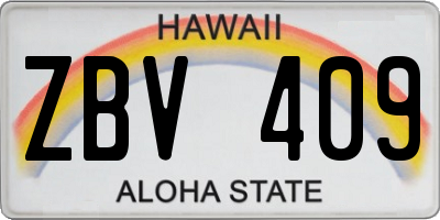 HI license plate ZBV409