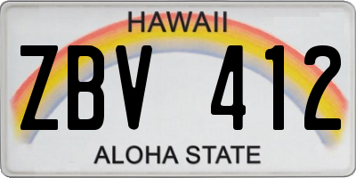 HI license plate ZBV412