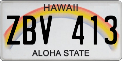 HI license plate ZBV413