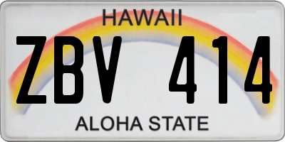 HI license plate ZBV414