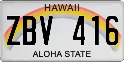 HI license plate ZBV416