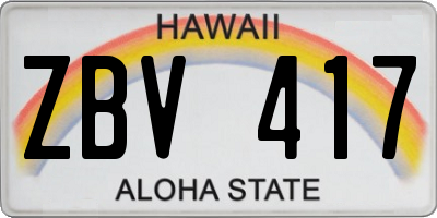 HI license plate ZBV417