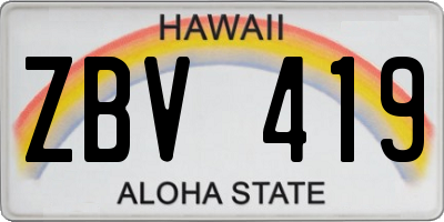 HI license plate ZBV419