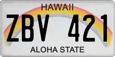 HI license plate ZBV421