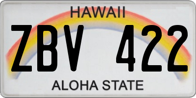 HI license plate ZBV422