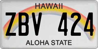 HI license plate ZBV424
