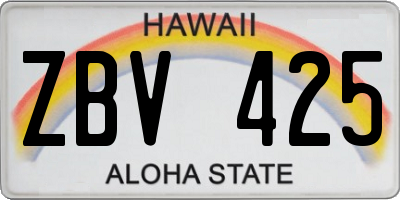 HI license plate ZBV425