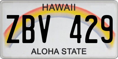 HI license plate ZBV429