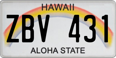 HI license plate ZBV431