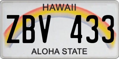 HI license plate ZBV433