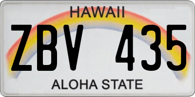 HI license plate ZBV435